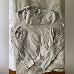Grey Square Neck Long Sleeve